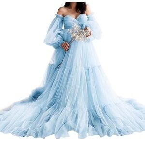 Baby Blue Tulle maternity dress